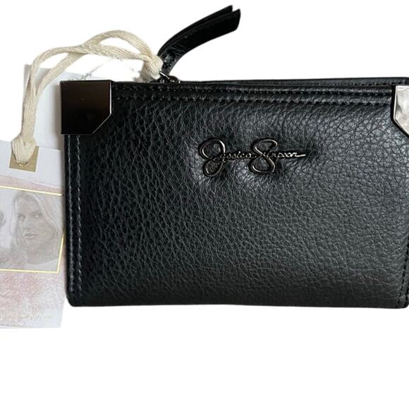 Brand New Jessica Simpson Small Coin Zip Around Wallet Black - Picture 1 of 7